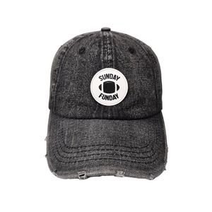 Unbranded "Sunday Funday" Distressed Strapback Cap, Size Adjustable